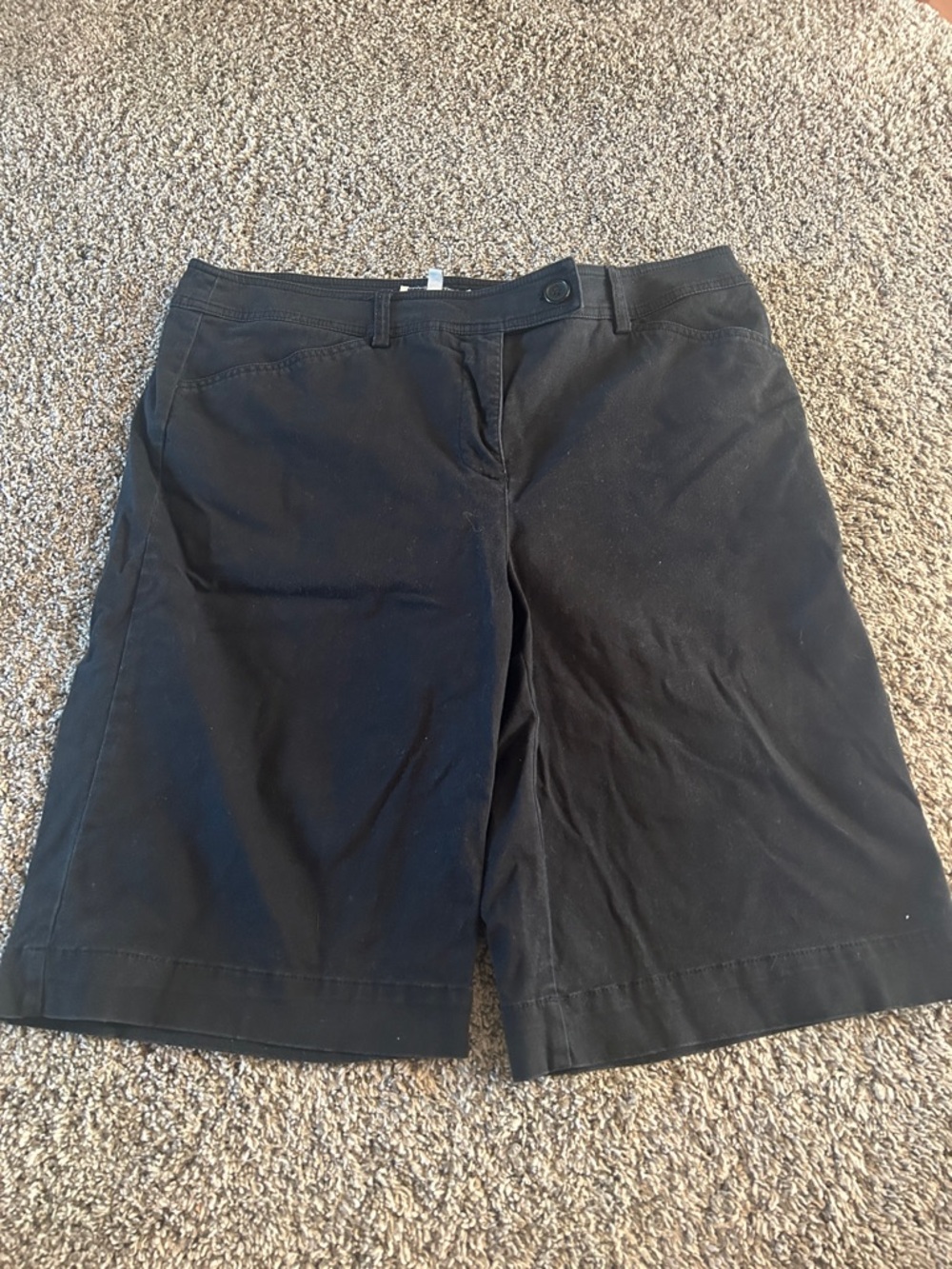 Jones New York Black Bermuda Shorts with Button Waist